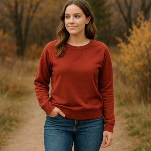 Natural Reflections Rust Red Crewneck Sweatshirt Women’s Small Cozy Pullover - Picture 1 of 5